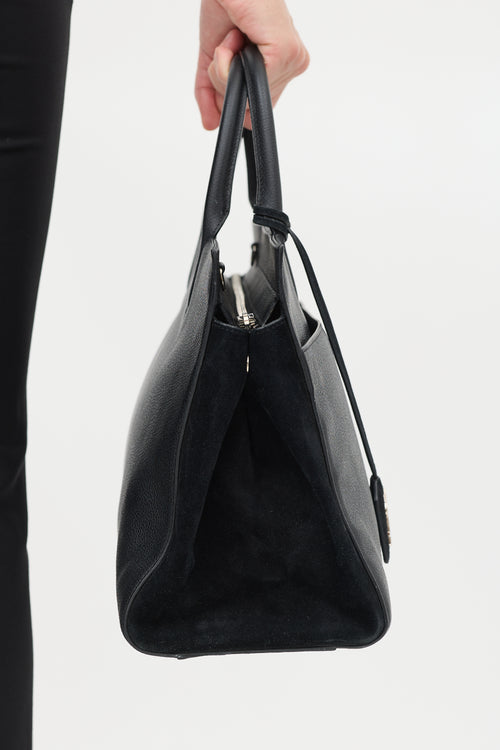 Saint Laurent Black Leather 
Suede Cabas Rive Gauche Bag