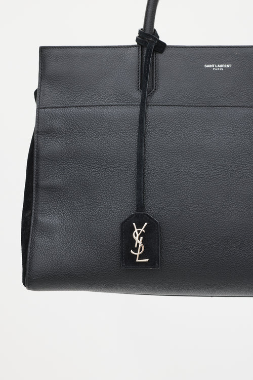 Saint Laurent Black Leather 
Suede Cabas Rive Gauche Bag