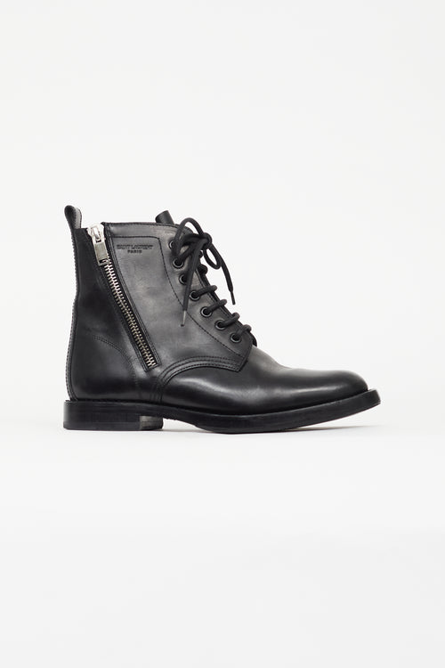 Saint Laurent Black Ranger Leather Combat Boot