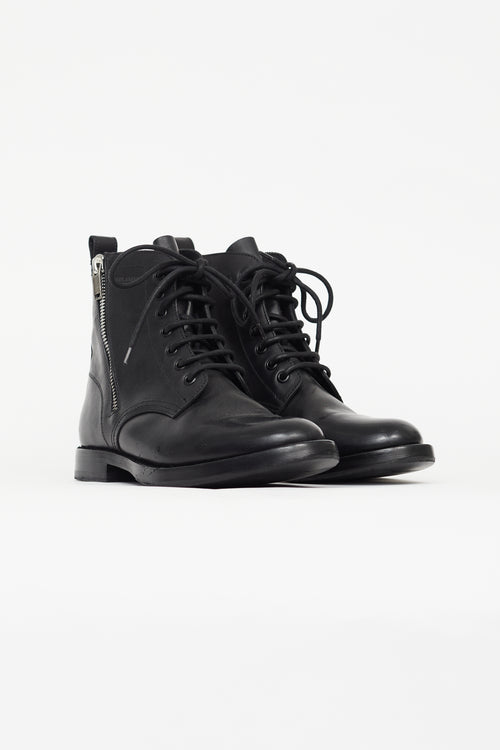 Saint Laurent Black Ranger Leather Combat Boot