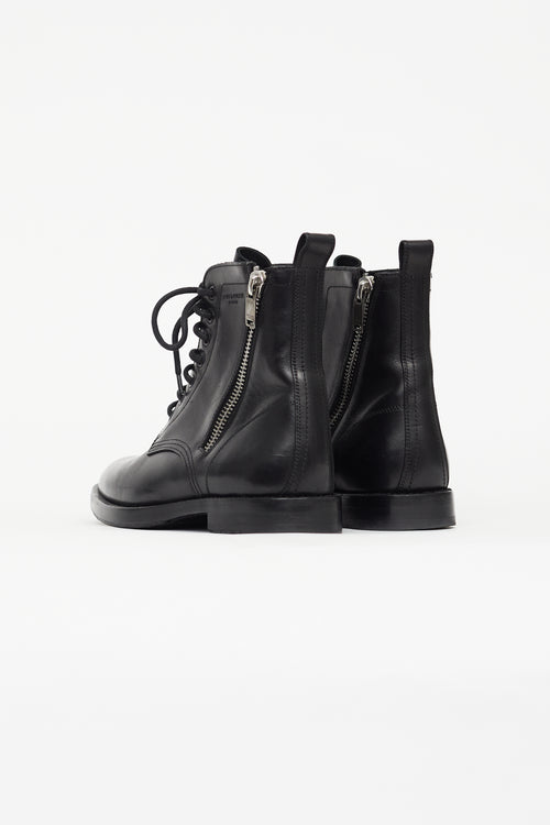 Saint Laurent Black Ranger Leather Combat Boot