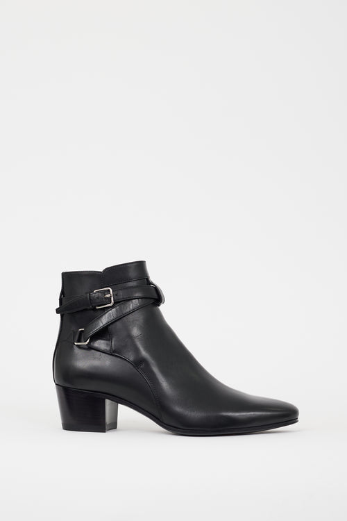 Saint Laurent Black Leather Jodhpur Ankle Boot