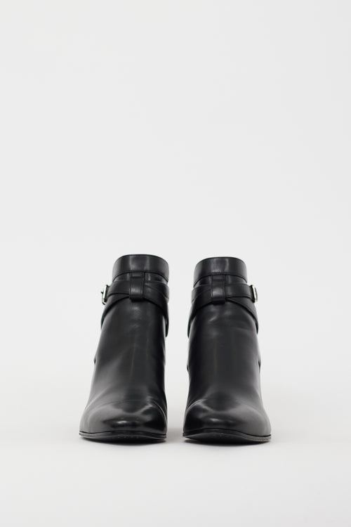 Saint Laurent Black Leather Jodhpur Ankle Boot