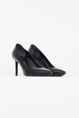 Saint Laurent Black Leather Pointed Toe Stiletto Pump