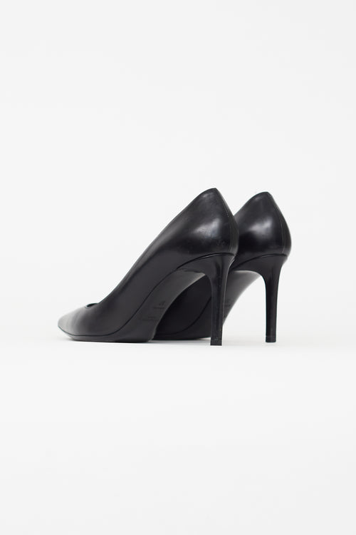 Saint Laurent Black Leather Pointed Toe Stiletto Pump