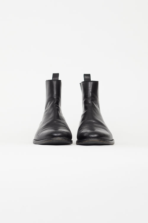 Saint Laurent Black Leather West Chelsea Flat Boot