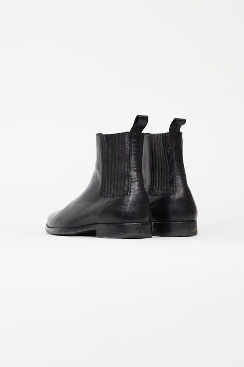 Saint Laurent Black Leather West Chelsea Flat Boot