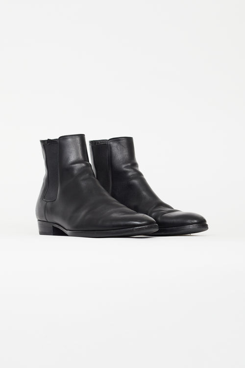 Saint Laurent Black Leather Wyatt Chelsea Boot