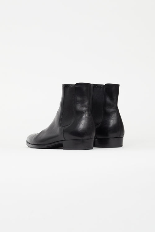 Saint Laurent Black Leather Wyatt Chelsea Boot