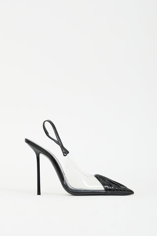 Saint Laurent Black Patent Leather 
PVC Riqua 115mm Pump