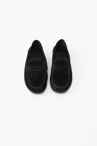 Saint Laurent Black Suede Penny Loafer