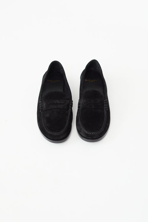 Saint Laurent Black Suede Penny Loafer