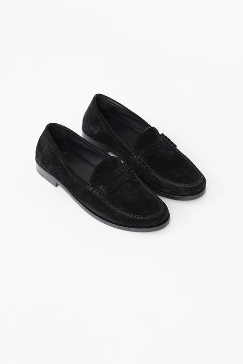 Saint Laurent Black Suede Penny Loafer