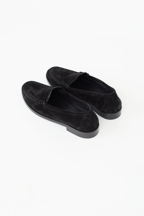 Saint Laurent Black Suede Penny Loafer