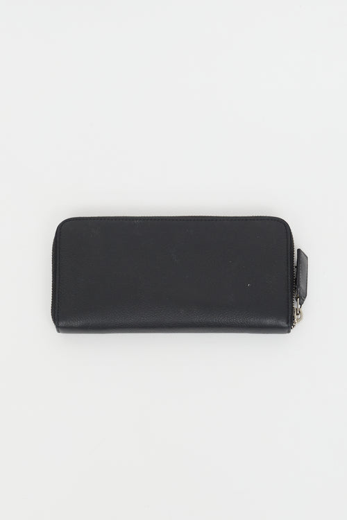 Saint Laurent Black Leather Zip Long Wallet