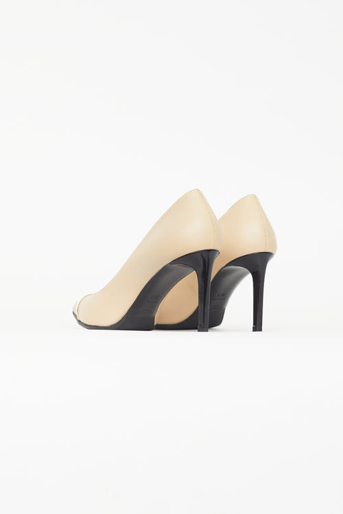 Saint Laurent Black 
Beige Escarpin Cap Toe Pump