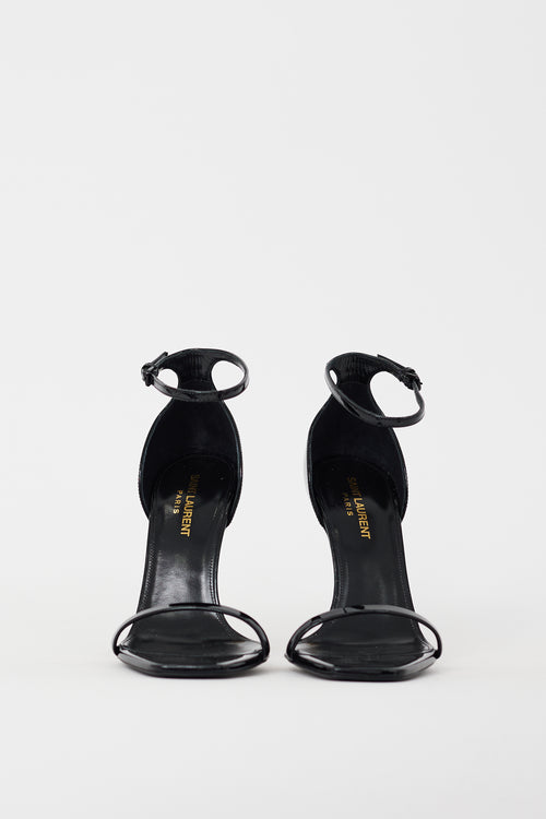 Saint Laurent Black 
Gold Opyum 100 Logo Sandal