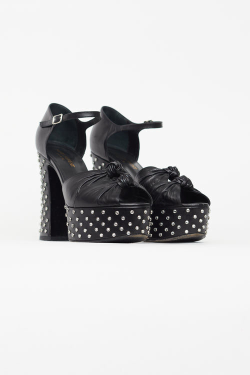 Saint Laurent Black Leather Studded Platform Pump