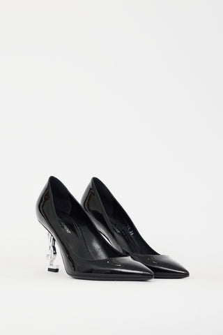 Saint Laurent Black 
Silver Opyum Logo Heel