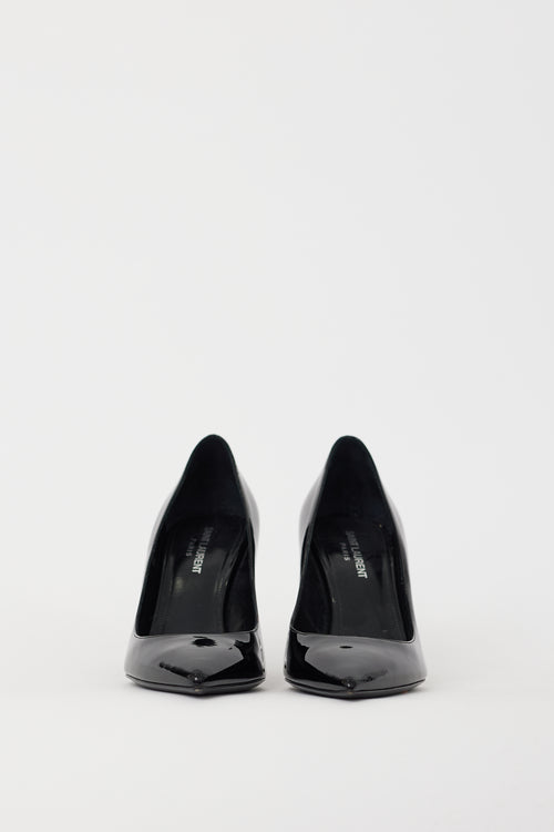 Saint Laurent Black 
Silver Opyum Logo Heel