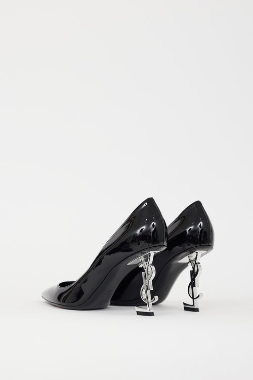 Saint Laurent Black 
Silver Opyum Logo Heel