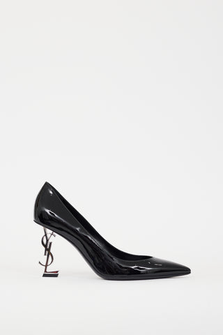 Saint Laurent Black 
Silver Opyum Logo Heel