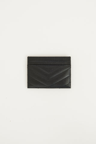 Saint Laurent Black 
Silver Leather Cassandre Cardholder