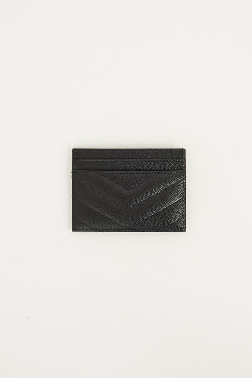 Saint Laurent Black 
Silver Leather Cassandre Cardholder