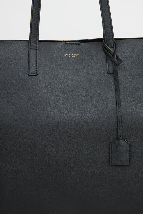 Saint Laurent Black Leather Shopping Tote Bag