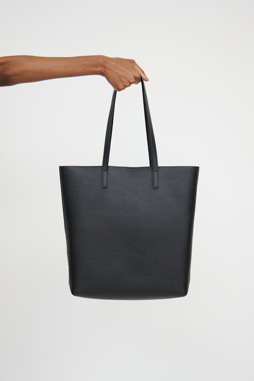 Saint Laurent Black Leather Shopping Tote Bag