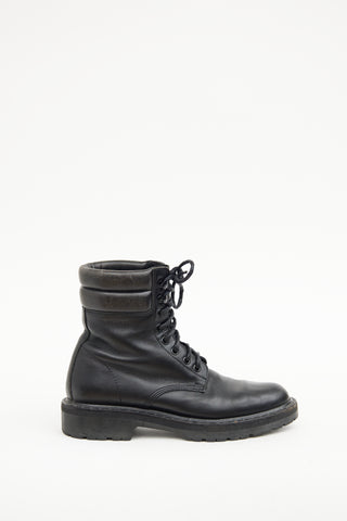 Saint Laurent Black Leather Combat Boot