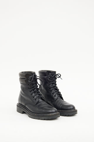 Saint Laurent Black Leather Combat Boot