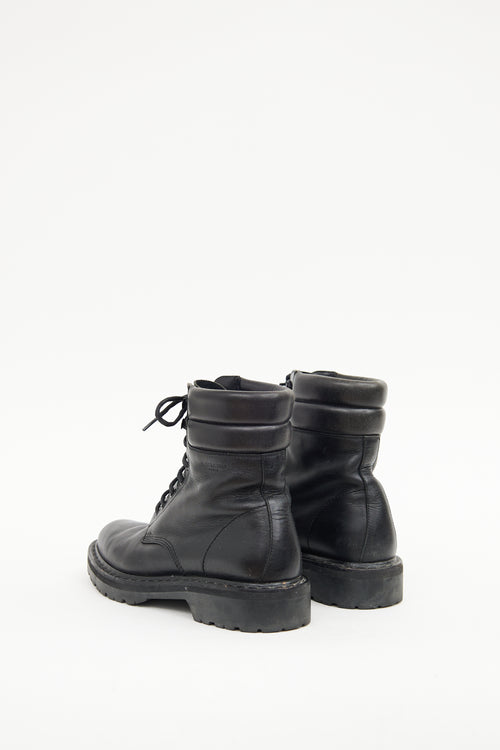 Saint Laurent Black Leather Combat Boot