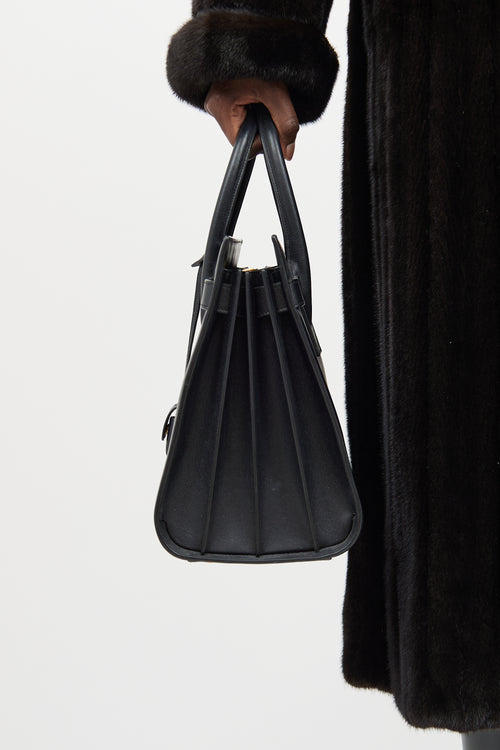 Saint Laurent Black Leather Sac De Jour Bag