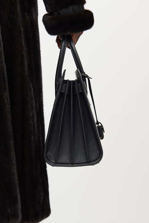 Saint Laurent Black Leather Sac De Jour Bag