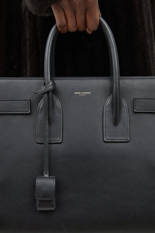 Saint Laurent Black Leather Sac De Jour Bag