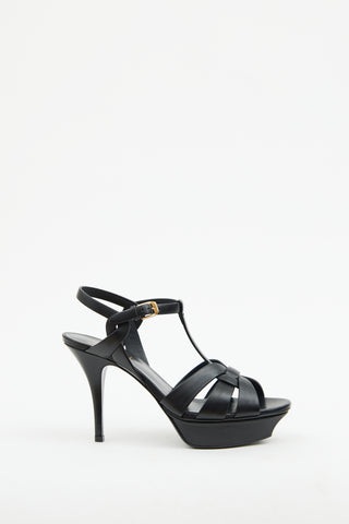 Saint Laurent Black Leather Tribute Platform Sandal