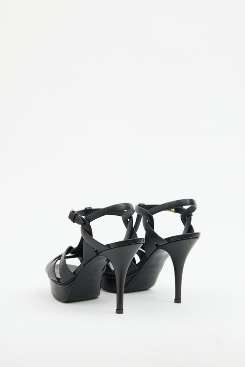 Saint Laurent Black Leather Tribute Platform Sandal