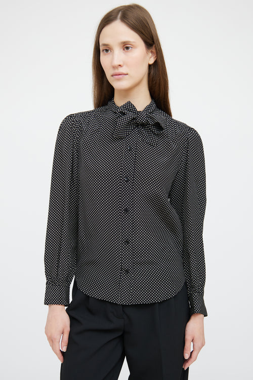 Saint Laurent Black 
White Polka Dot Top