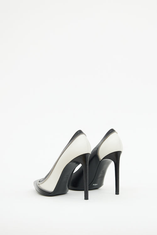 Saint Laurent Black 
White Zip Heel