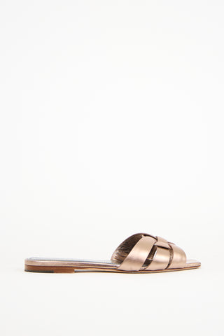 Saint Laurent Bronze Leather Tribute Mule