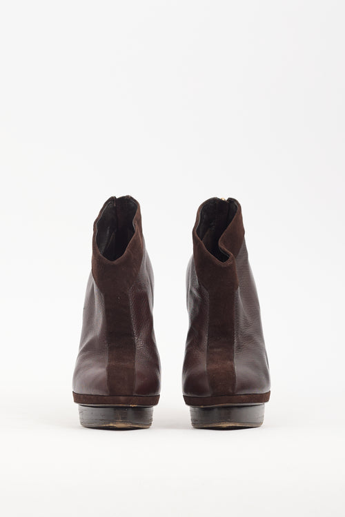 Saint Laurent Brown Leather 
Suede Platform Boot