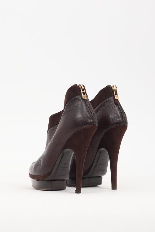 Saint Laurent Brown Leather 
Suede Platform Boot