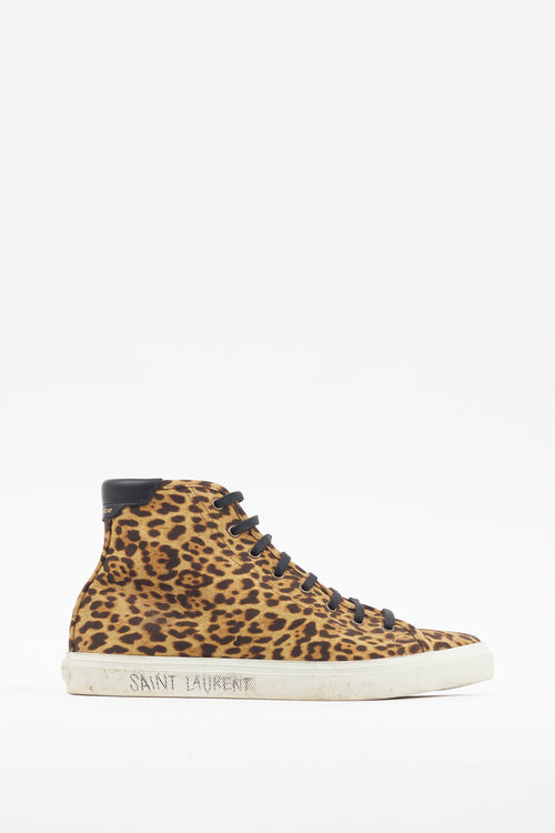 Saint Laurent Brown Malibu Printed High Top Sneaker