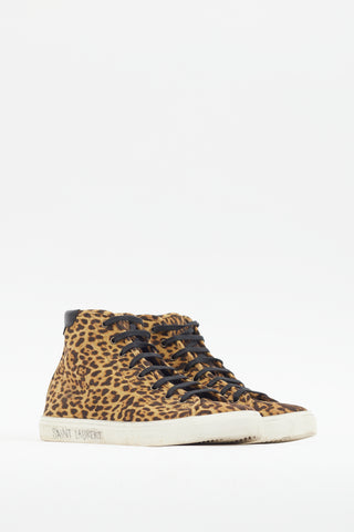 Saint Laurent Brown Malibu Printed High Top Sneaker