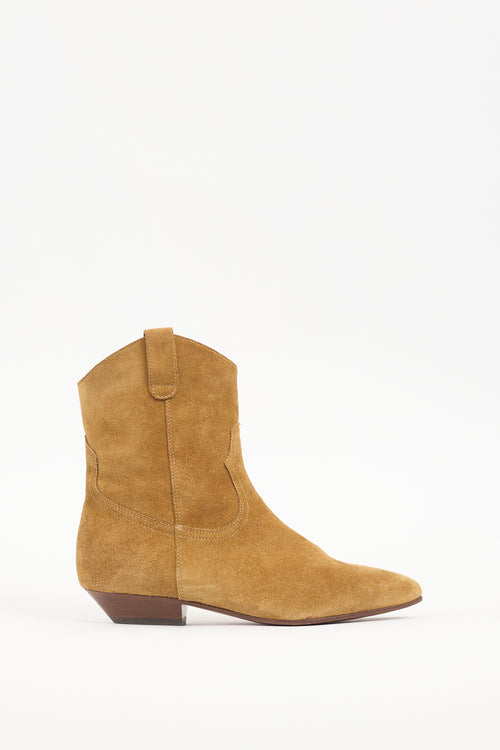 Saint Laurent Brown Suede Santiag Western Boot