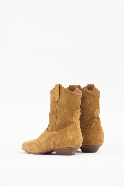 Saint Laurent Brown Suede Santiag Western Boot