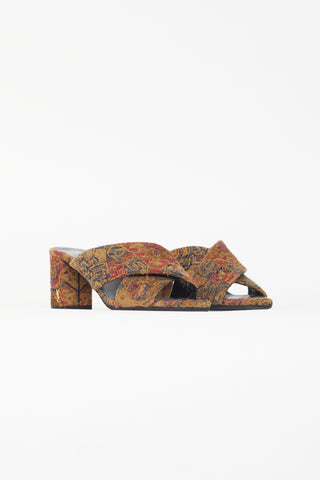 Saint Laurent Brown 
Red Marrakech Woven Sandal