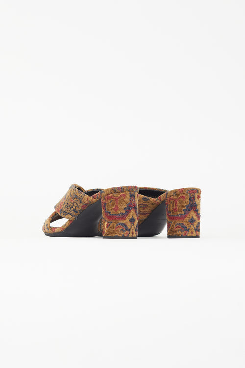 Saint Laurent Brown 
Red Marrakech Woven Sandal