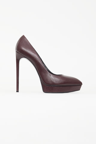 Saint Laurent Burgundy Janis Textured Heel